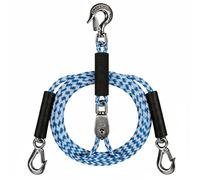 Qianly Cima da Rimorchio Marina Carico da Ormeggio Elastica Galleggiante Accessorio Nautico per Navigazione, Corda Da Traino 2.4m Con Doppio Gancio, Maniglia Nera E Corda Blu E Bianca
