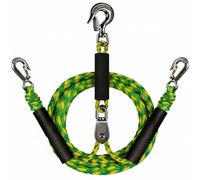 Qianly Cima da Rimorchio Marina Carico da Ormeggio Elastica Galleggiante Accessorio Nautico per Navigazione, Corda Da Traino 2.4m Con Doppio Gancio, Maniglia Nera E Corda Verde Fluorescente E Gialla