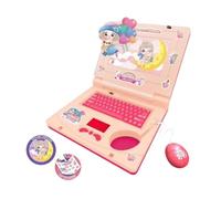Qianly Computer giocattolo educativo per bambini con LED, divertente per il gioco di ruolo prescolare, simulazione di computer, attività di apprendimento, Rosa
