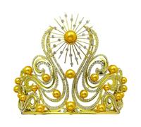 Qianly Corona Barocca con Regale con Cristallo Simmetrico Corona per Banchetti, Sfilate, Feste di Compleanno, Oro