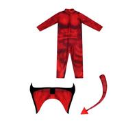 Qianly Costume Cosplay Bambini Tuta Accessori Coda Materiale Poliestere Facile Da Indossare E Togliere Adatto per Carnevale Recite Scolastiche Giochi a, Rosso, S
