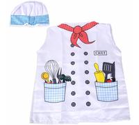 Qianly Costume da Cuoco con Cappello Fiocco Frontale Costume Piccolo Cuoco Morbido Set Travestimento Chef per Gioco di Finzione