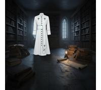 Qianly Costume da Religioso con Croci Ricamate Veste da Prete Colletto alla Orientale Abito da Sacerdote Cosplay per Cosplayer, Uomini, Halloween, Nero, S