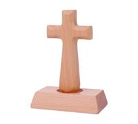 Qianly Croce in Legno Statua Cristiana Croce da Comodino Elemento Decorativo Struttura Solida per Donare Adatta per Arredare Spazi Sacri E Uffici, Testa Quadrata