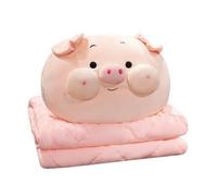 Qianly Cuscino 2 1 con Coperta Morbido a Forma di a Forma di Porcellino Versatile Coperta da per Casa, Auto, Ufficio, Piccolo 40x30x15cm Cuscino, 150x100cm Coperta, Maialino Con Occhi Rotondi