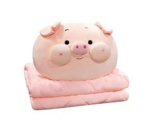 Qianly Cuscino 2 1 con Coperta Morbido a Forma di a Forma di Porcellino Versatile Coperta da per Casa, Auto, Ufficio, Piccolo 40x30x15cm Cuscino, 150x100cm Coperta, Maialino Con Occhi Rotondi