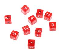 Qianly Dadi a Sei Facce D6 da 16 Mm con Numeri agli Angoli Quadrati, Rosso