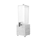 Qianly Dispenser di Birra Illuminato Dispenser Bevande Torre Spina Rubinetto Beccuccio Metallo Base Acrilico Serbatoio PC, Cannone Da Vino Da 3 Litri Con Motivo A Ghiaccio Senza Luce Barile Quadrato