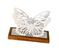 Qianly Dispenser per Tovaglioli a Farfalla in Ferro E Legno con Base Quadrata per Cucina Sala Da Pranzo Tavolo Rustico, Bianco