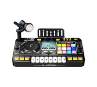 Qianly DJ Mixer Bambini Mixer Tavolo Giradischi DJ Controller Giocattolo Musicale Effetto Luminoso Educativo Interattivo Materiale PP Adatto per Regalo Bambi, con Microfono, Taglia unica bambino