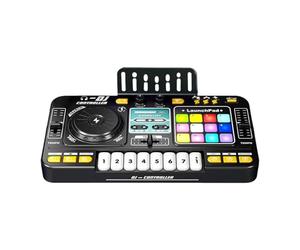 Qianly DJ Mixer Bambini Mixer Tavolo Giradischi DJ Controller Giocattolo Musicale Effetto Luminoso Educativo Interattivo Materiale PP Adatto per Regalo Bambi, Senza Microfono, Taglia unica bambino