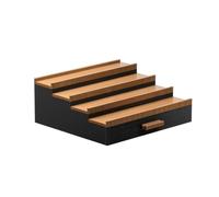 Qianly Espositore a Gradini con Cassetto Elegante Espositore con Ripiani Stabile Scaffale Espositivo per Collezionisti, Stile Due Tre Strati Con Cassetto E Ripiani Neri