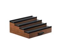 Qianly Espositore a Gradini con Cassetto Elegante Espositore con Ripiani Stabile Scaffale Espositivo per Collezionisti, Stile Tre Tre Strati Con Cassetto In Legno E Ripiani Neri