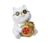 Qianly Figurine in Resina Animali Scultura Opera d'Arte da Collezione Decorazioni per la casa Statue di Gatti Vaso di Fiori per Soggiorno Scrivania, Bianco