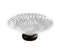 Qianly Fruttiera in Vetro Trasparente con Base in Legno Elegante Portafrusta Vassoio Piatto Rialzato per Verdure E Pane Adatta per Sala Da Pranzo, Forma di Foglia