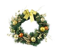 Qianly Ghirlanda Natalizia Artificiale con Fiocco Elegante Corona Natalizia con Sfere E Festone Riutilizzabile in Pp Resistente Adatta a Decorazione, 50 Cm