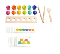 Qianly Gioco Child-Centered di Abbinamento Colori e Impilamento Portatile Gioco di attività con Tavola in Legno e Tazze Colorate Non Tossico per Genitori