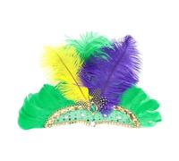 Qianly Halloween Headpieces Headdress Piumato per Party Carnevale Accessorio Leggero E Resistente con Stile Adatto per Uomini Donne Cosplay Ruolo, Giallo Verde Viola