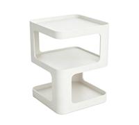 Qianly Industrial Stand Comodino Tavolino Laterale Mensola Piccola con Ripiani Aperti Acciaio Robusto Design Moderno Geometrico Salva Spazio Adatto a Camera da Letto Living Ufficio, Bianco