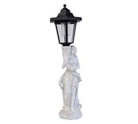 Qianly Lampada Decorativa Impermeabile Statua da Giardino con Lanterna Solare, Decorazione, per Terrazzo, Aiuole, Bianco Sinistro