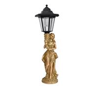 Qianly Lampada Decorativa Impermeabile Statua da Giardino con Lanterna Solare, Decorazione, per Terrazzo, Aiuole, Bronzo Sinistro