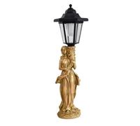 Qianly Lampada Decorativa Impermeabile Statua da Giardino con Lanterna Solare, Decorazione, per Terrazzo, Aiuole, Bronzo Destro
