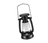 Qianly Lampada Vintage LED Portatile Lanterna Ricaricabile da Esterno Lampada da Campeggio Appesa in Stile retrò con Manico Portatile E Intensità Regolabile, S Black No Solar