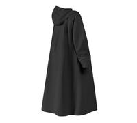 Qianly Mantella Antipioggia con Cappuccio Lunga Unisex Impermeabile Giacca Antipioggia Oxford Design Traspirante Antivento Copertura Corpo Adatta per, Black M