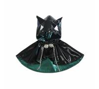 Qianly Mantello con Cappuccio per Bambini Abito Bambola OB11 Accessorio Mantello Orecchie di Gatto Chiusura con Catena Scintillante Stoffa Riflettente Adatto, Verde Giada