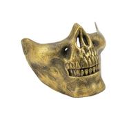 Qianly Mezza Maschera a Teschio Rigida Maschera Teschio Resistente per Adulti, Cosplayer, Oro Antico
