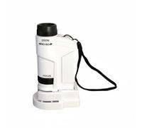 Qianly Microscopio Portatile per Bambini Ingrandimento 60x-180x Microscopio Palmare per Bambini Vetrini Inclusi Giocattolo Educativo Studenti, All'aperto, Microscopio Port Bianco