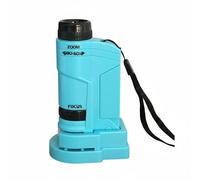 Qianly Microscopio Portatile per Bambini Ingrandimento 60x-180x Microscopio Palmare per Bambini Vetrini Inclusi Giocattolo Educativo Studenti, All'aperto, Microscopio Blue Port
