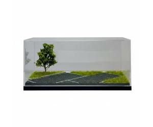 Qianly Miniatura Auto Espositore Diorama Parcheggio Teche Vetrina con Copertura Acrilica Trasparente E Scenario Realistico Base in Ebano Resistente Materiale Plastica Acrilico Adatto a Esposizione