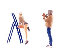 Qianly Miniature Persone Figure Set con Modelli Dipinti in Resina Piccole Persone Scene Diorama Accessori Micro Paesaggio per Modellismo Casa Bambole, Cachi