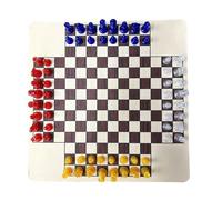 Qianly Multiplayer Chess Game Scacchiera Strategica Multipla Set Tre Giocatori Pedine Acriliche Leggere Trasparente Layout Ordinato Adatto per Serate tra Amici Tempo Libero, 4P Wood Grain