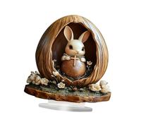 Qianly Ornamento Natalizio con Pasquale, Centrotavola in Pannello Acrilico, Statuetta con Statua di Coniglio per Soggiorno