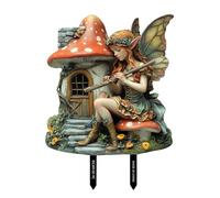 Qianly Palo da Giardino Fata Decorazione per Vasi Figura Bidimensionale Inserto per Aiuole Scultura da Prato in Materiale PVC Adatto per Spazi Verdi E Aree, 21.3x23.4 Cm