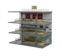 Qianly Parcheggio Multipiano in Miniatura Realistico Diorama Garage Industriale Multipiano per Scrivania, MO922006-Scena Di Assemblaggio Garage In Acciaio Americano Con Luci, Modello C