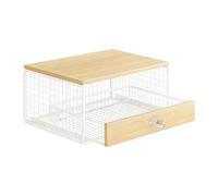 Qianly Porta Capsule Caffè Cassetto Porta Capsule Organizzatore Supporto Macchina Caffè Cestino Multiuso Legno Ferro Struttura Salvaspazio Adatto per Casa, Bianco