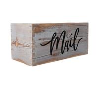 Qianly Porta Lettere Scatola Organizer Scrivania Contenitore Postale Porta Buste Accessorio in Legno Rustico Adatto per Regalo, B