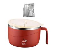 Qianly Ramen con Coperchio, Ciotola per Zuppa, Accessorio Da Cucina, Contenitore Rotondo per Alimenti, Stoviglie per, Rosso