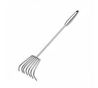 Qianly Rastrello a Manico Lungo Multiuso Rastrello in Acciaio Inossidabile Saldatura Robusta Coltivatore Manuale per Giardinieri, Agricoltori, Spiaggia , 50CM , 7 Denti