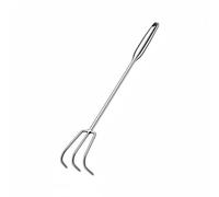 Qianly Rastrello a Manico Lungo Multiuso Rastrello in Acciaio Inossidabile Saldatura Robusta Coltivatore Manuale per Giardinieri, Agricoltori, Spiaggia , 50CM , 3-Denti