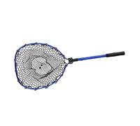 Qianly Rete da Pesca Rete da Atterraggio Portatile Pieghevole Alluminio Silicone Struttura Robusta Adatta per Viaggi di Pesca E attività Outdoor, Palo Blu Rete Nera