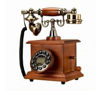 Qianly Retro Telephone Telefono Fisso Telefono da Scrivania Telefono Vintage con Quadrante a Disco Cavo Spiralato Base in Legno Stile Decorativo Classico, Legno
