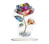 Qianly Rosa Acrilica 2D, Decorazione con Motivo Floreale, Regalo per La Biblioteca,