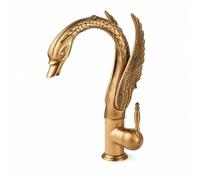 Qianly Rubinetto a Forma di Cigno Artistico Miscelatore Monocomando Caldo e Freddo Rubinetteria per Villa, Antico