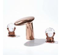 Qianly Rubinetto da Lavabo con 3 Fori Moderno Miscelatore Lavabo con 2 Manopole Elegante Rubinetto a Tre Fori per Hotel, Oro Rosa