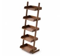 Qianly Scaffale con Ripiani a Vassoio in Legno Scaffale a Versatile Libreria con Ripiani Aperti per Balcone, Grande Cinque Ripiani 50cm, Noce