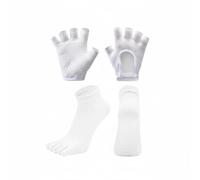 Qianly Set Calzini 5 Dita e Guanti Senza Dita Assorbe Il Sudore Set Calzini e Guanti da Mind-Body Practice Tappetino Indossabile Kit Pilates Antiscivolo, Bianco